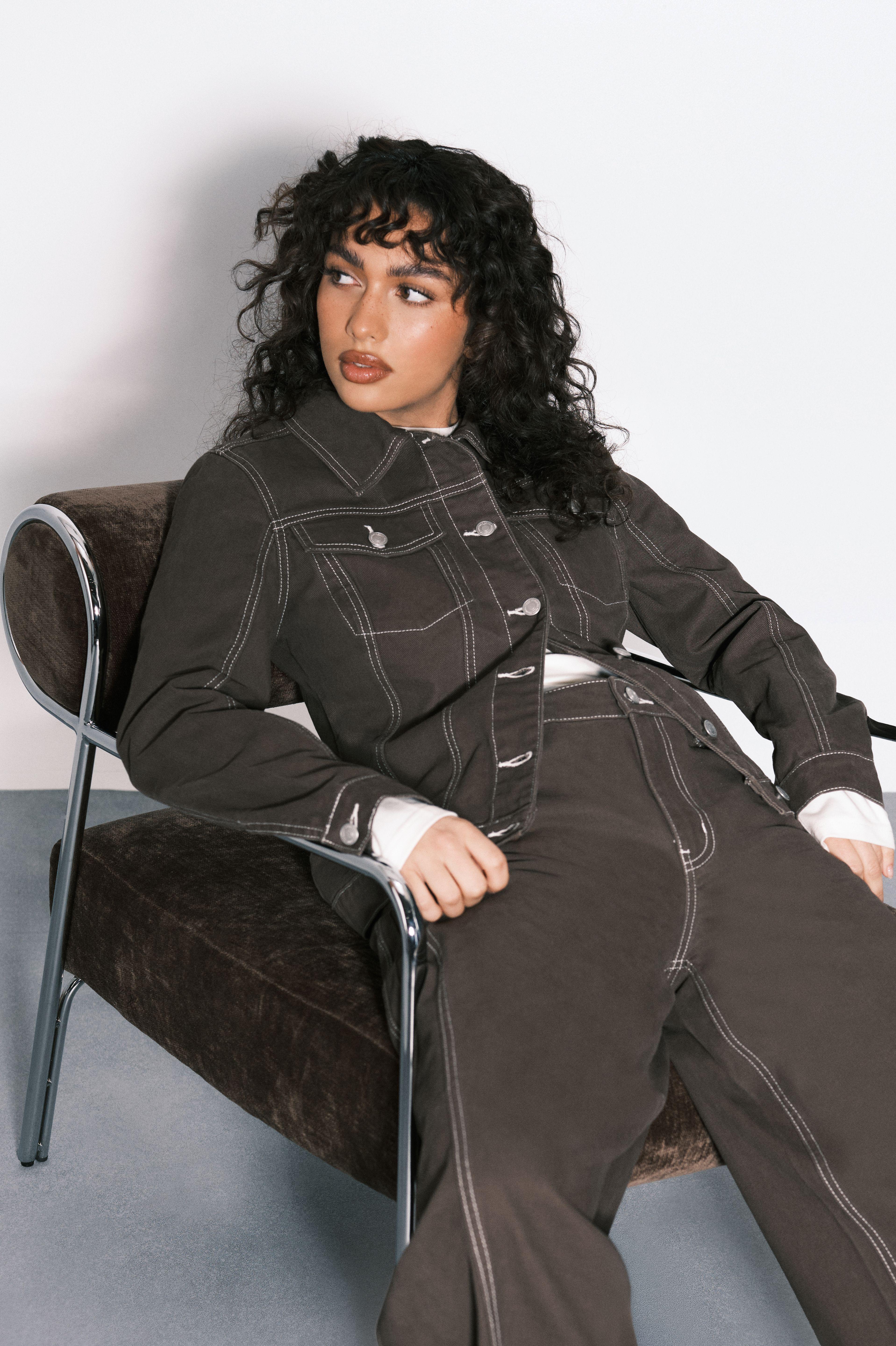 Cinched Waist Denim Jacket by BOOHOO
