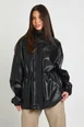 Cinched Waist Detail Faux Leather Jacket by BOOHOO
