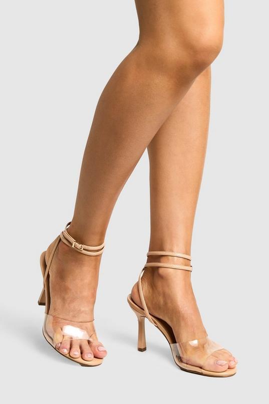 Clear Wrap Around Stiletto Heels by BOOHOO