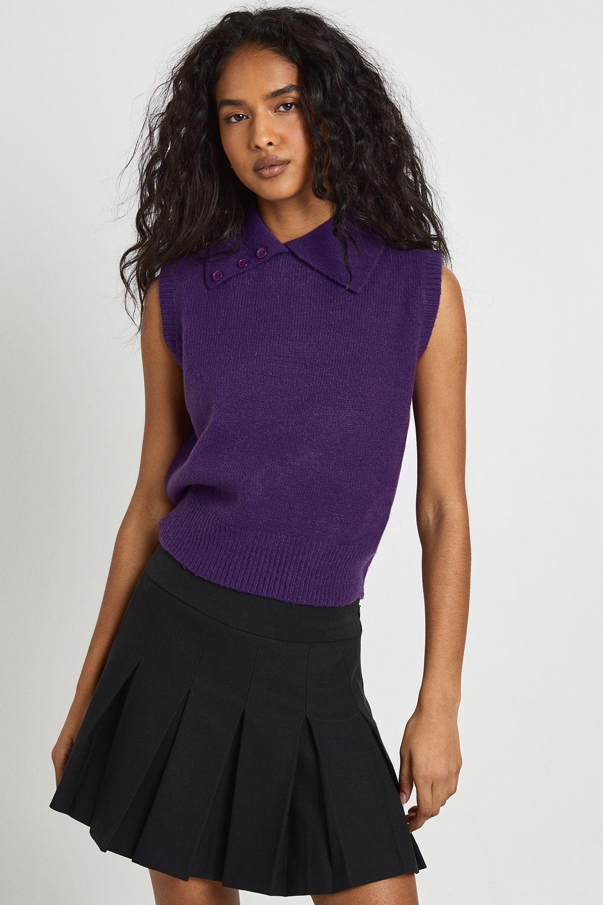 Collar Detail Soft Knit Knitted Top by BOOHOO