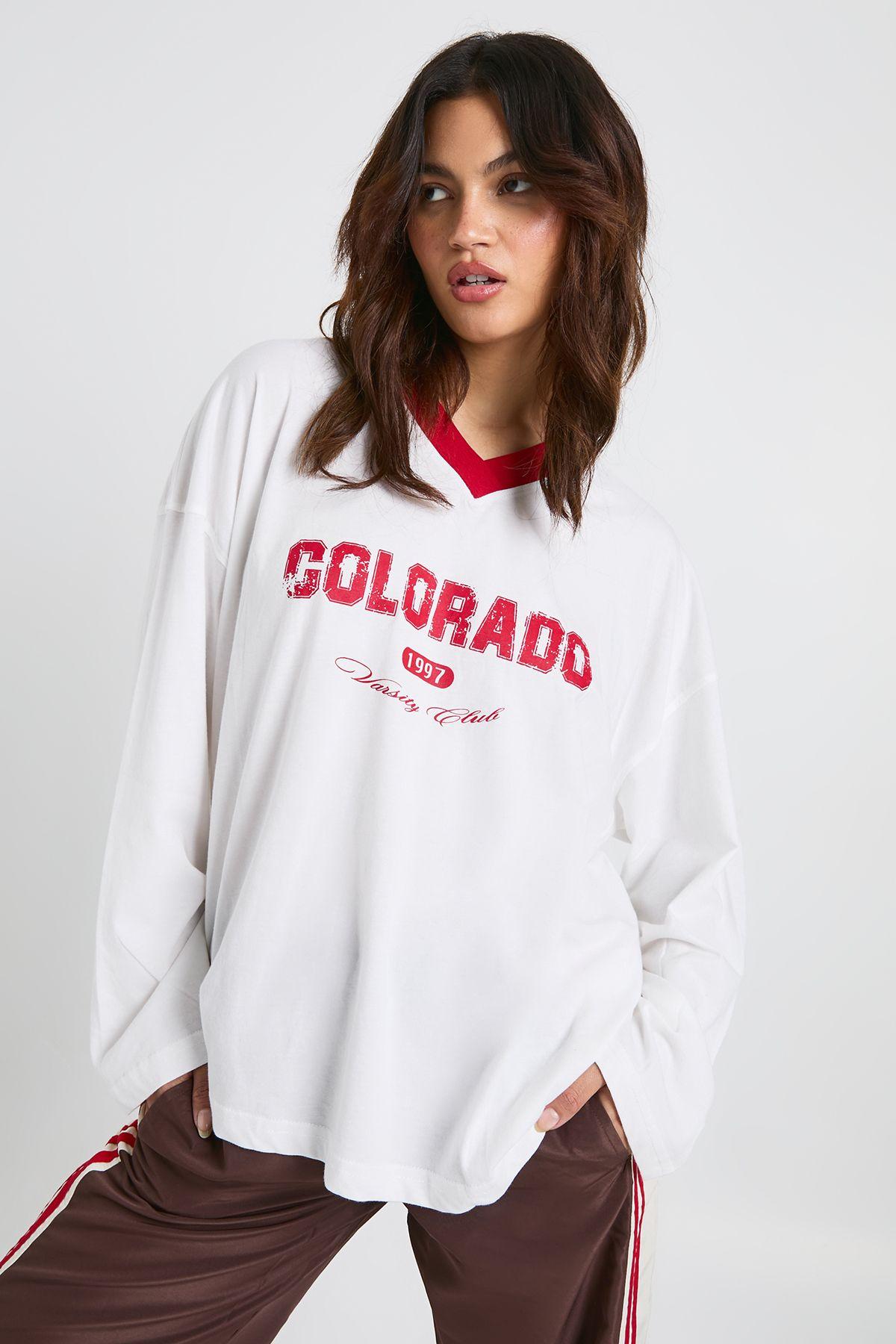 Colorado Contrast Binding Long Sleeve Top by BOOHOO