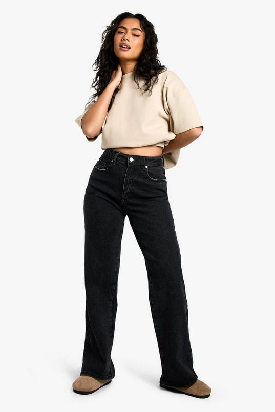 Comfort Stretch High Waist Straight Leg Jean by BOOHOO