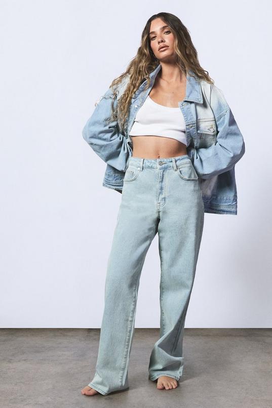 Comfort Stretch High Waist Straight Leg Jean by BOOHOO