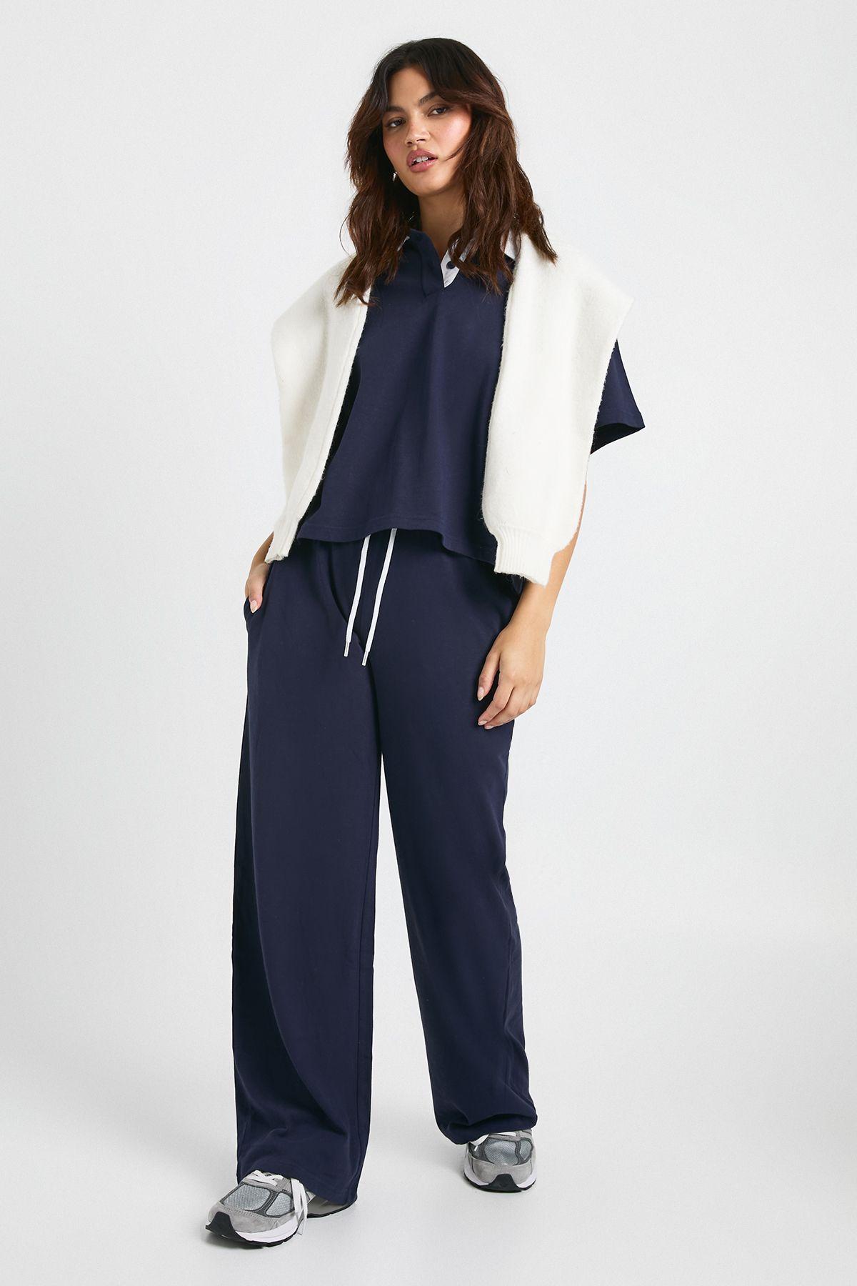 Contrast Drawcord Straight Leg Trouser by BOOHOO