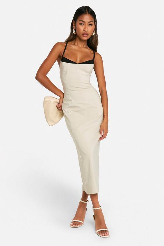 Contrast Insert Bengaline Midaxi Dress by BOOHOO