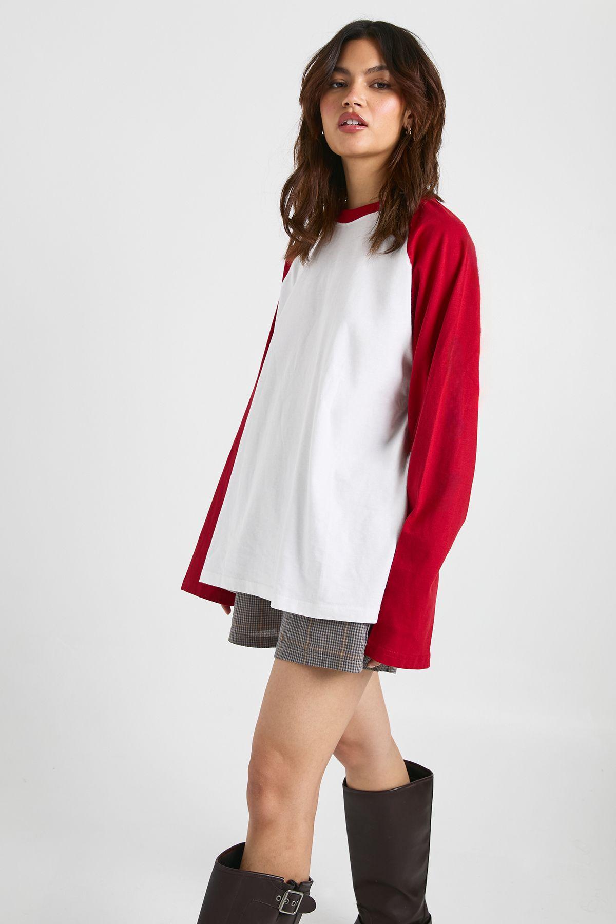Contrast Raglan Long Sleeve Top by BOOHOO