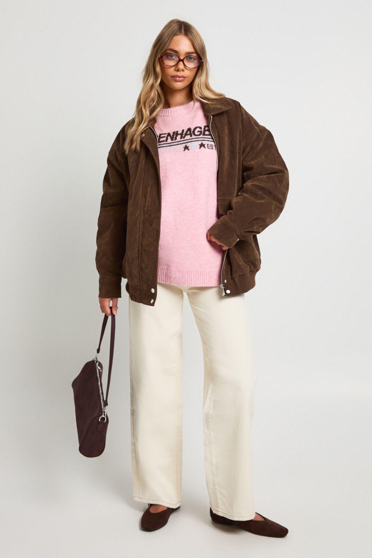 Copenhagen Print Oversized Knitted Jumper by BOOHOO