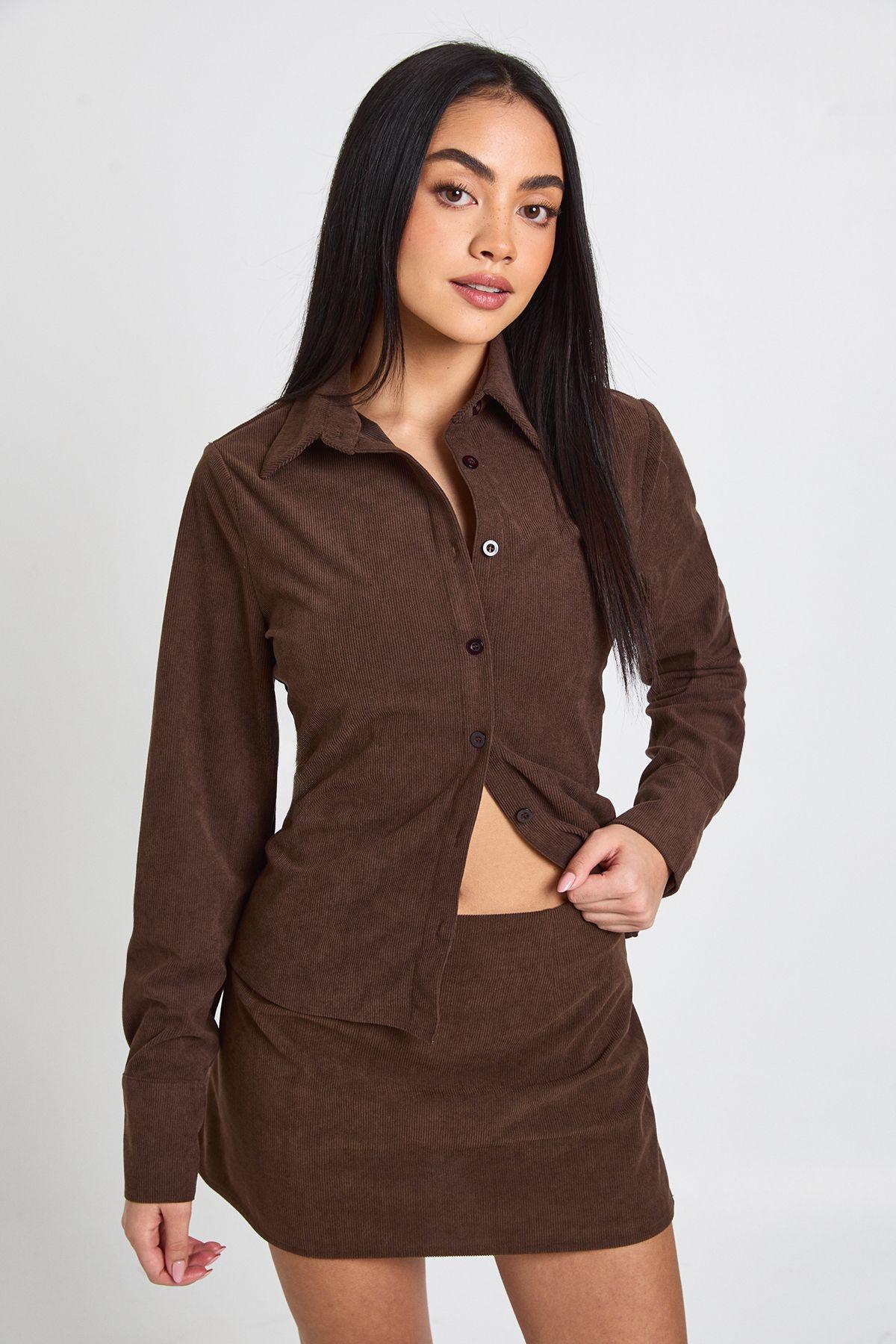 Cord Mini Skirt by BOOHOO