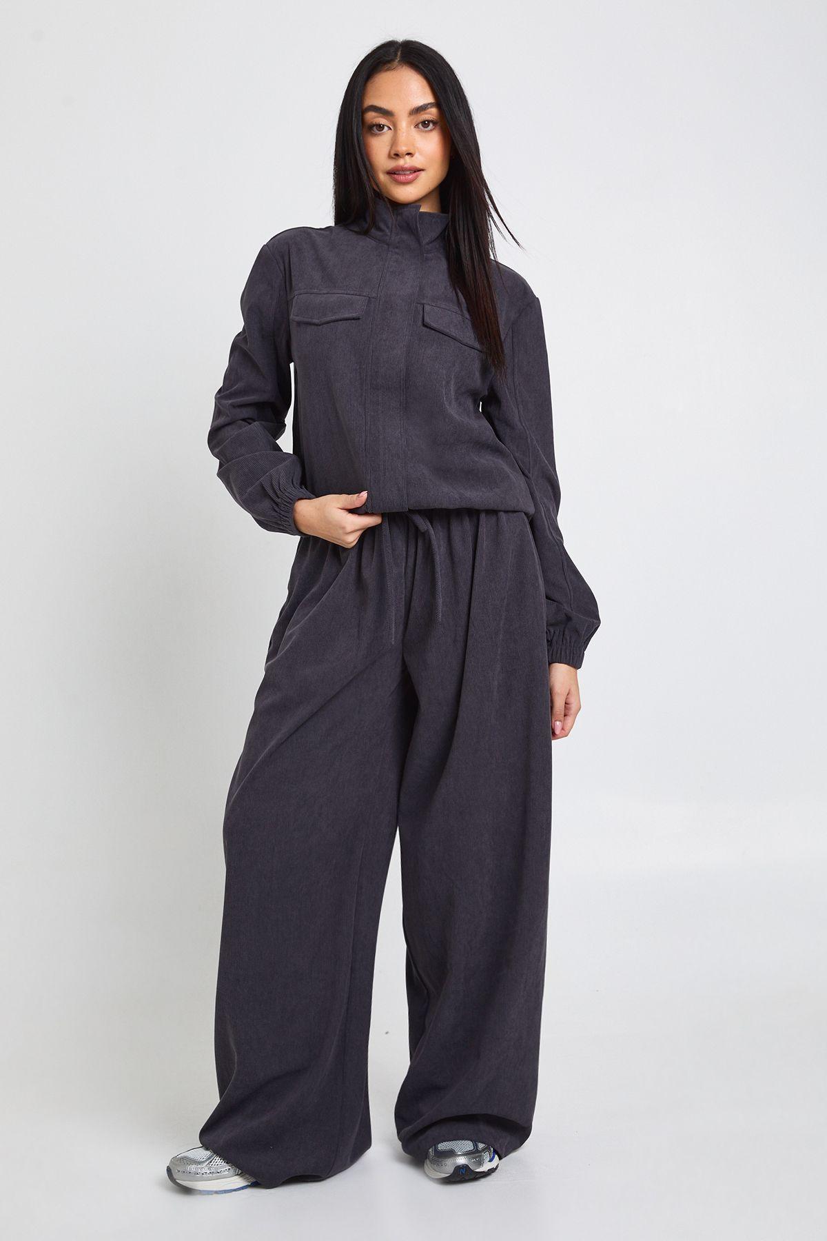 Cord Wide Leg Trousers by BOOHOO