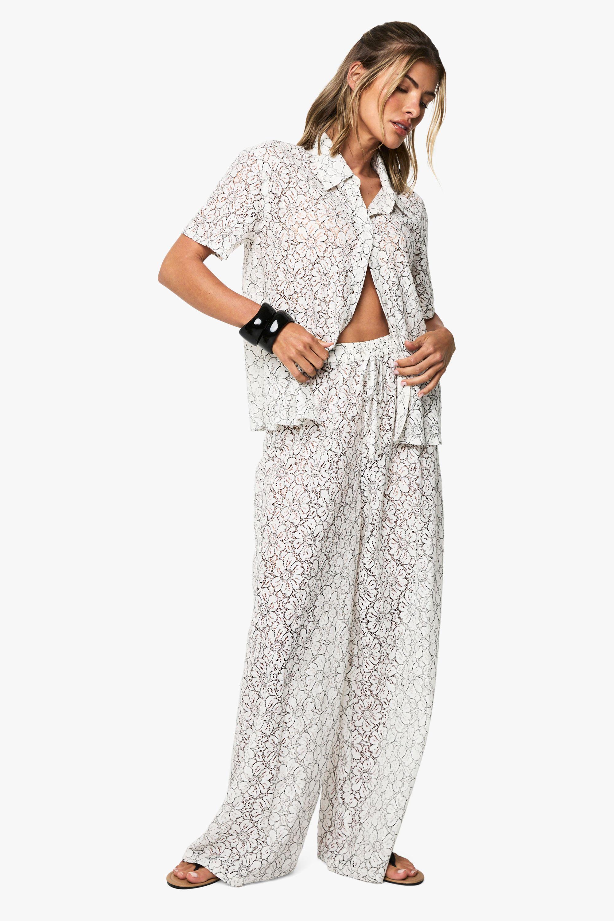 Corded Lace Beach Trousers by BOOHOO