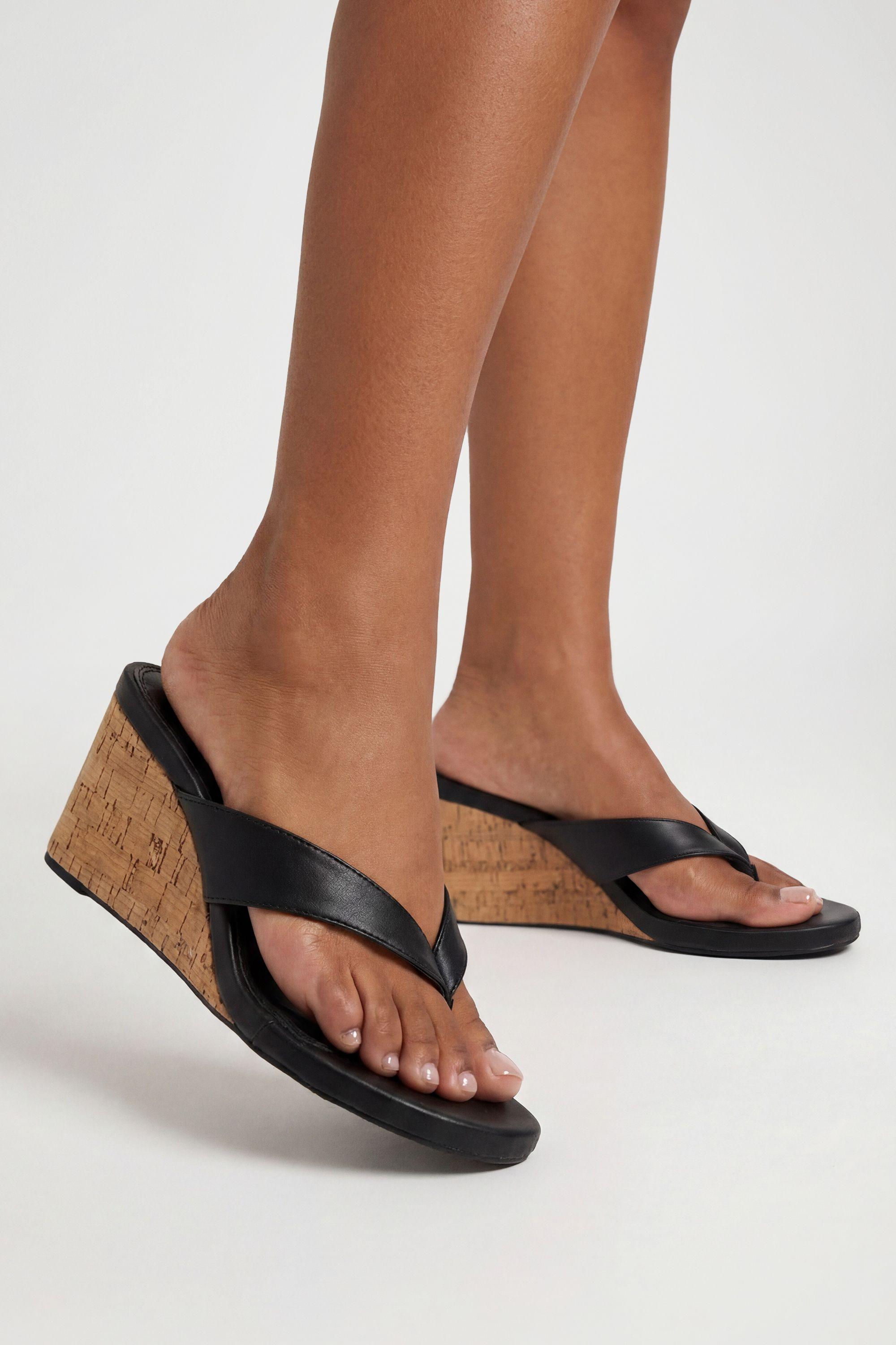 Cork Toe Post Thong Wedges by BOOHOO