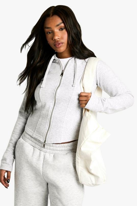 Corset Detail Zip Through Hoodie by BOOHOO