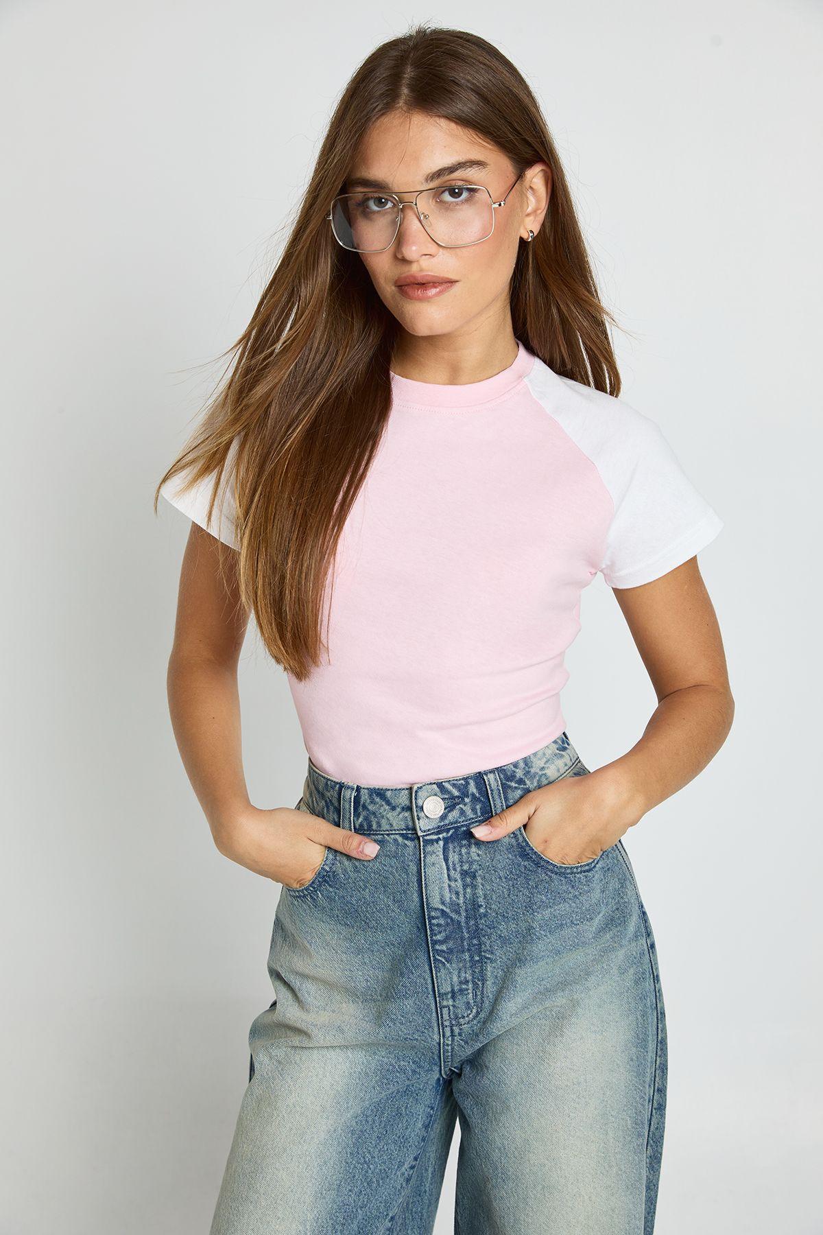 Cotton Contrast Raglan Sleeve Baby T-shirt by BOOHOO