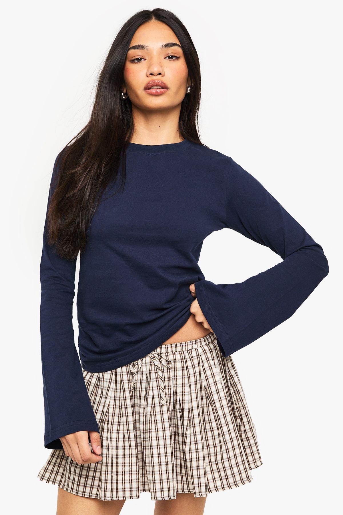 Cotton Flare Sleeve Top by BOOHOO