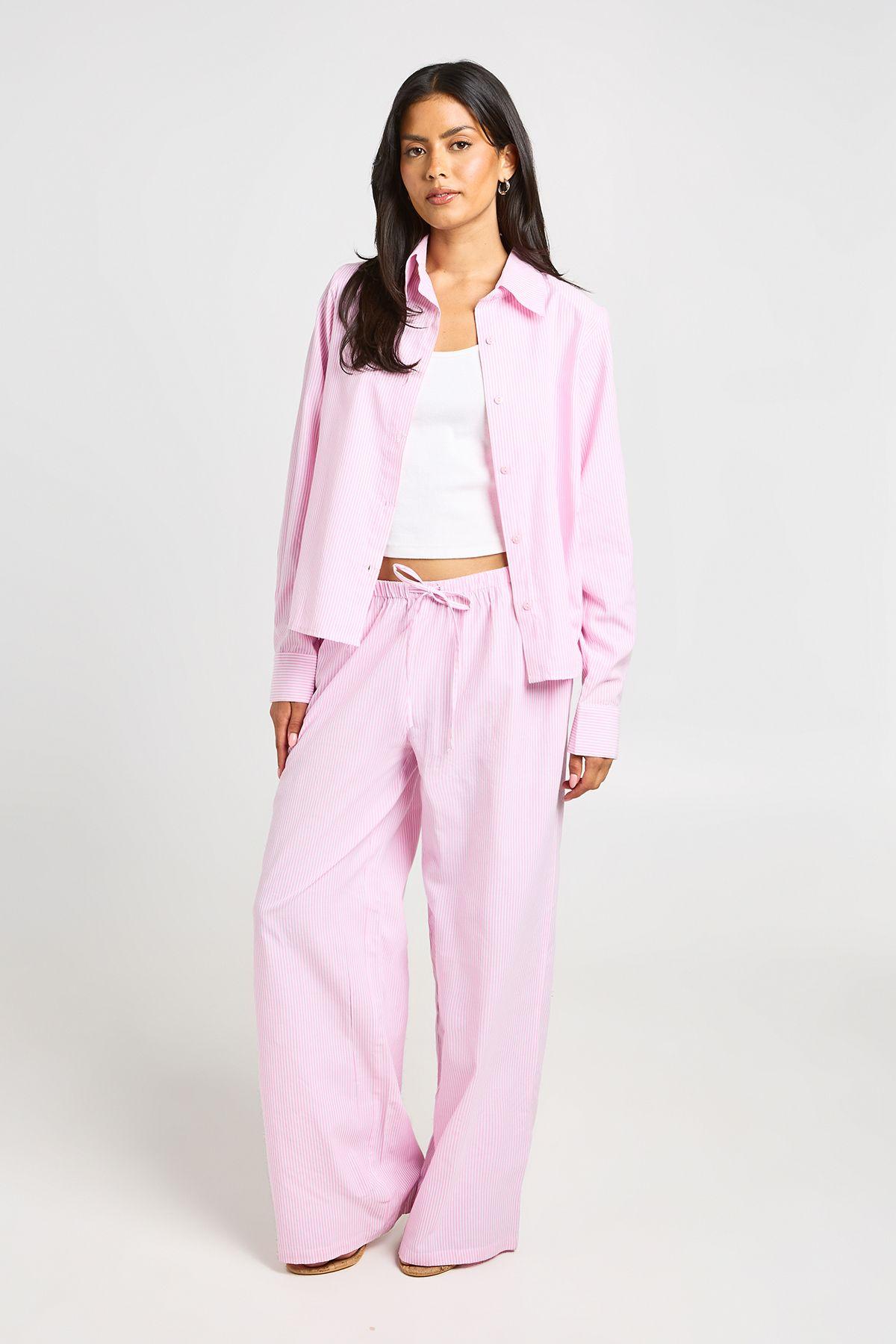 Cotton Poplin Stripe Oversized Shirt by BOOHOO
