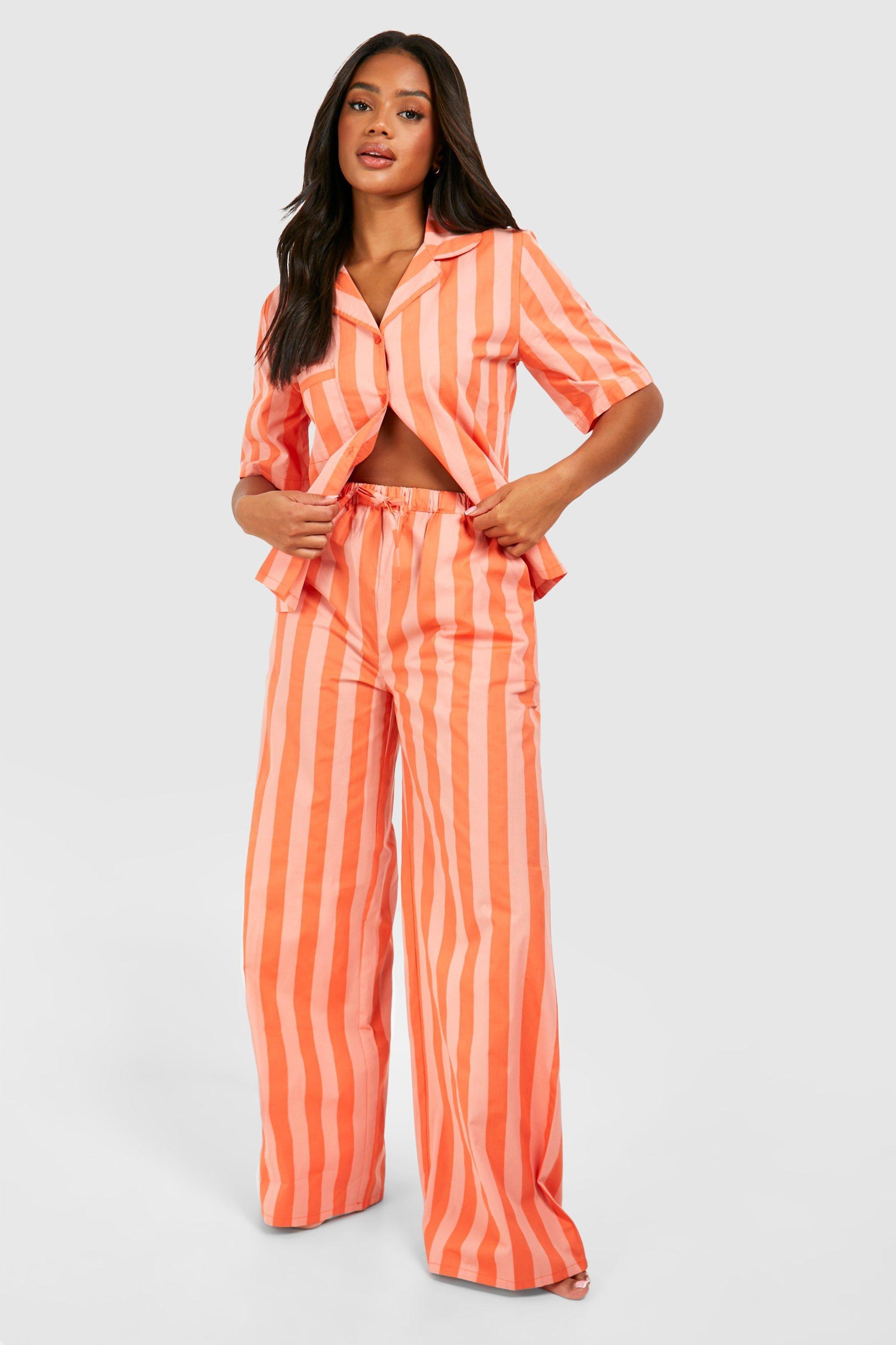 Cotton Poplin Tonal Stripe Trousers by BOOHOO