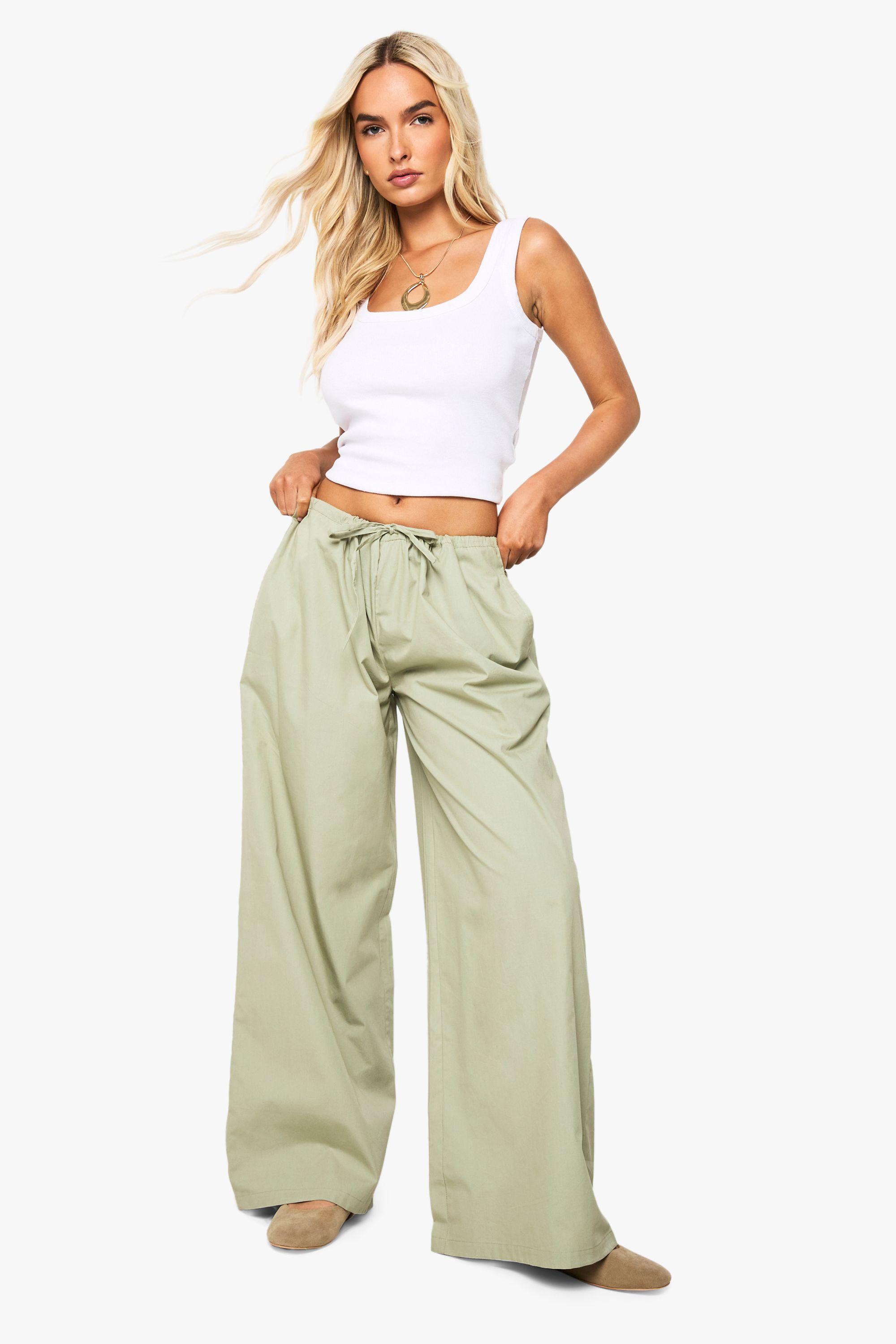Cotton Poplin Wide Leg Trousers by BOOHOO