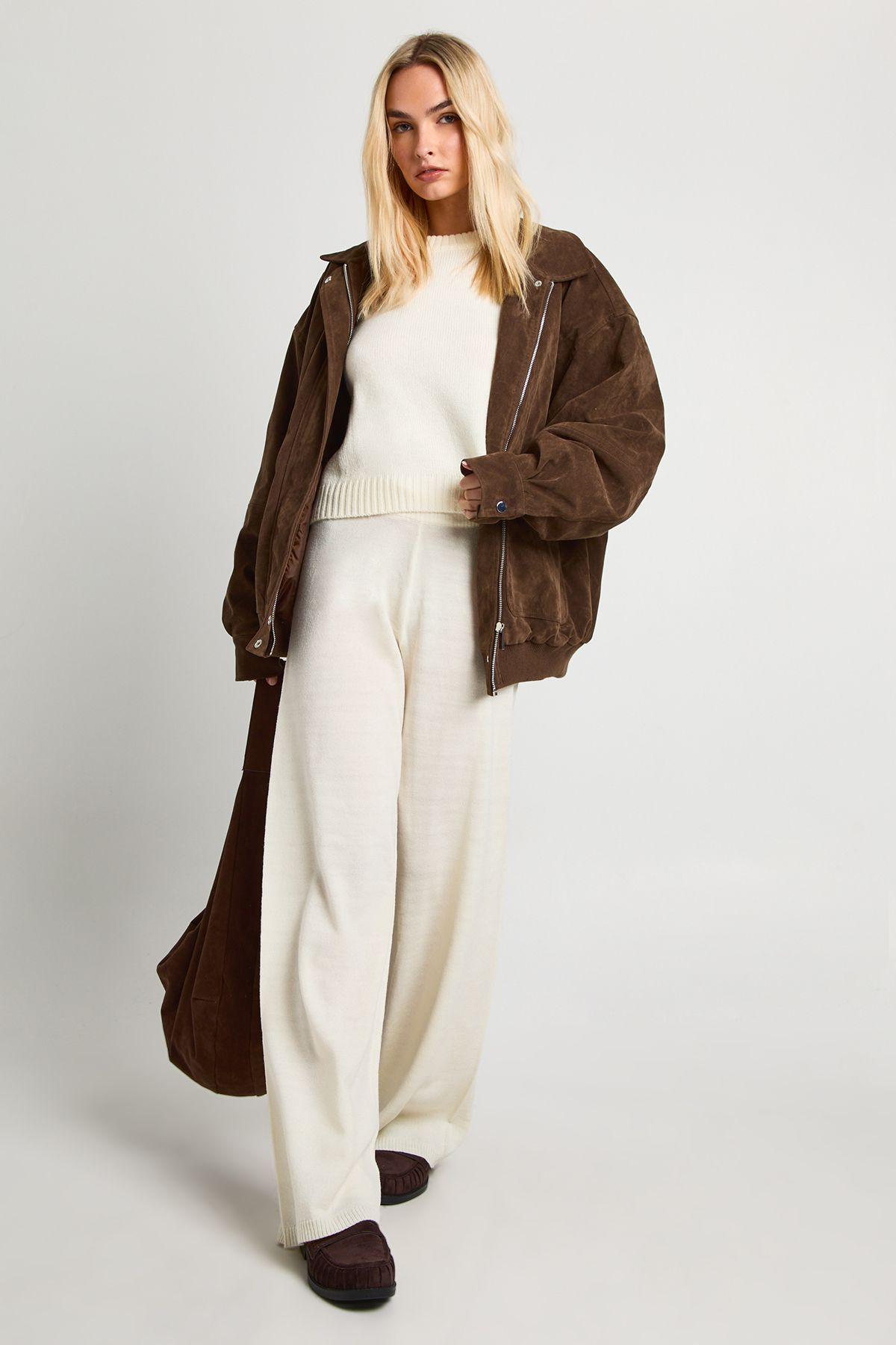 Crew Neck Jumper And Wide Leg Trouser by BOOHOO