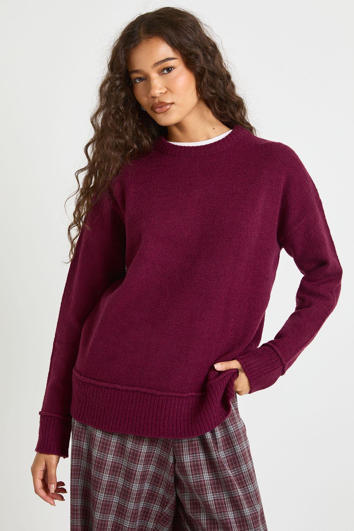 Crew Neck Knit Jumper by BOOHOO