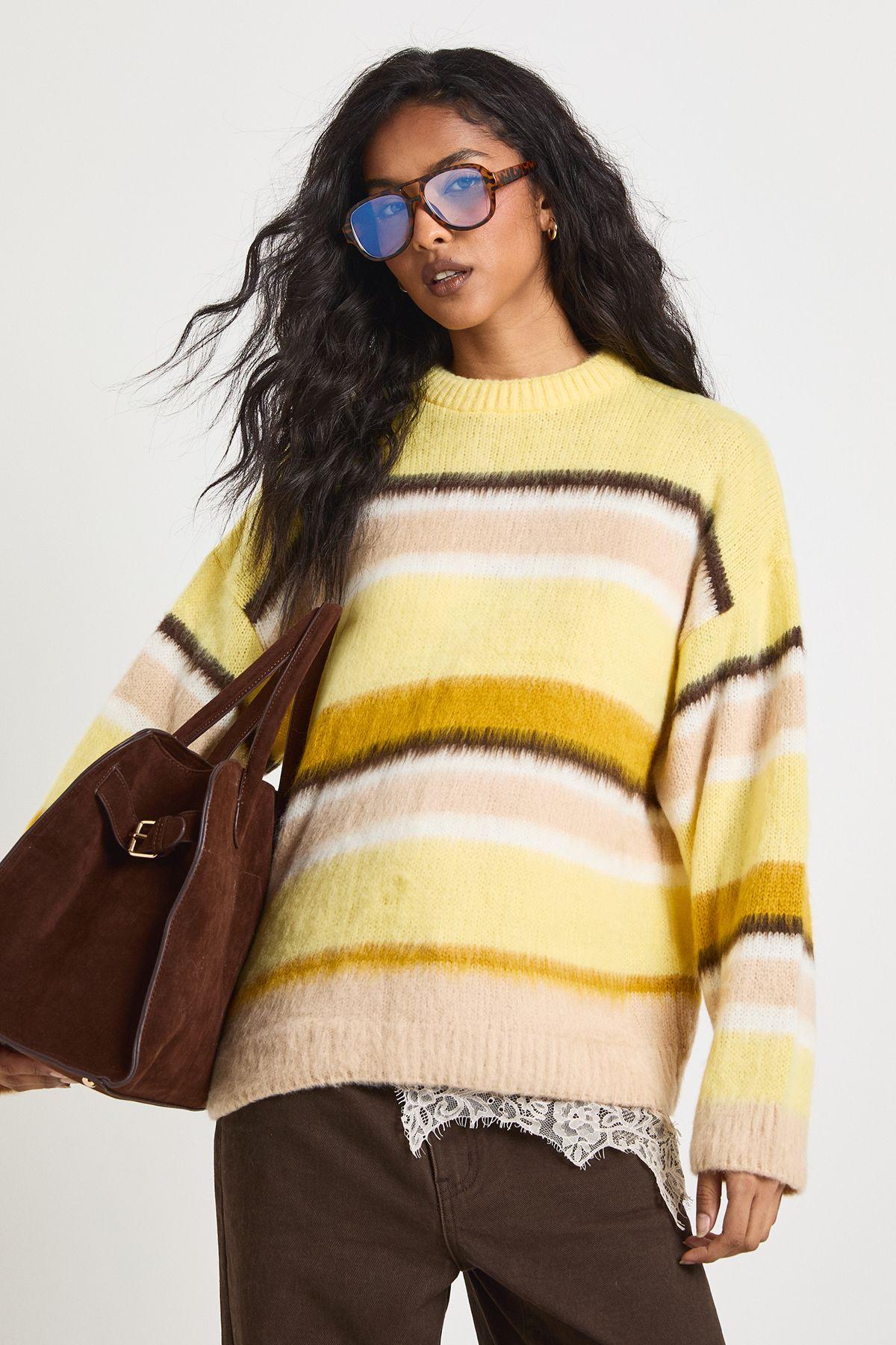 Crew Neck Super Soft Stripe Knitted Jumper by BOOHOO Crew Neck Super Soft Stripe Knitted Jumper by BOOHOO