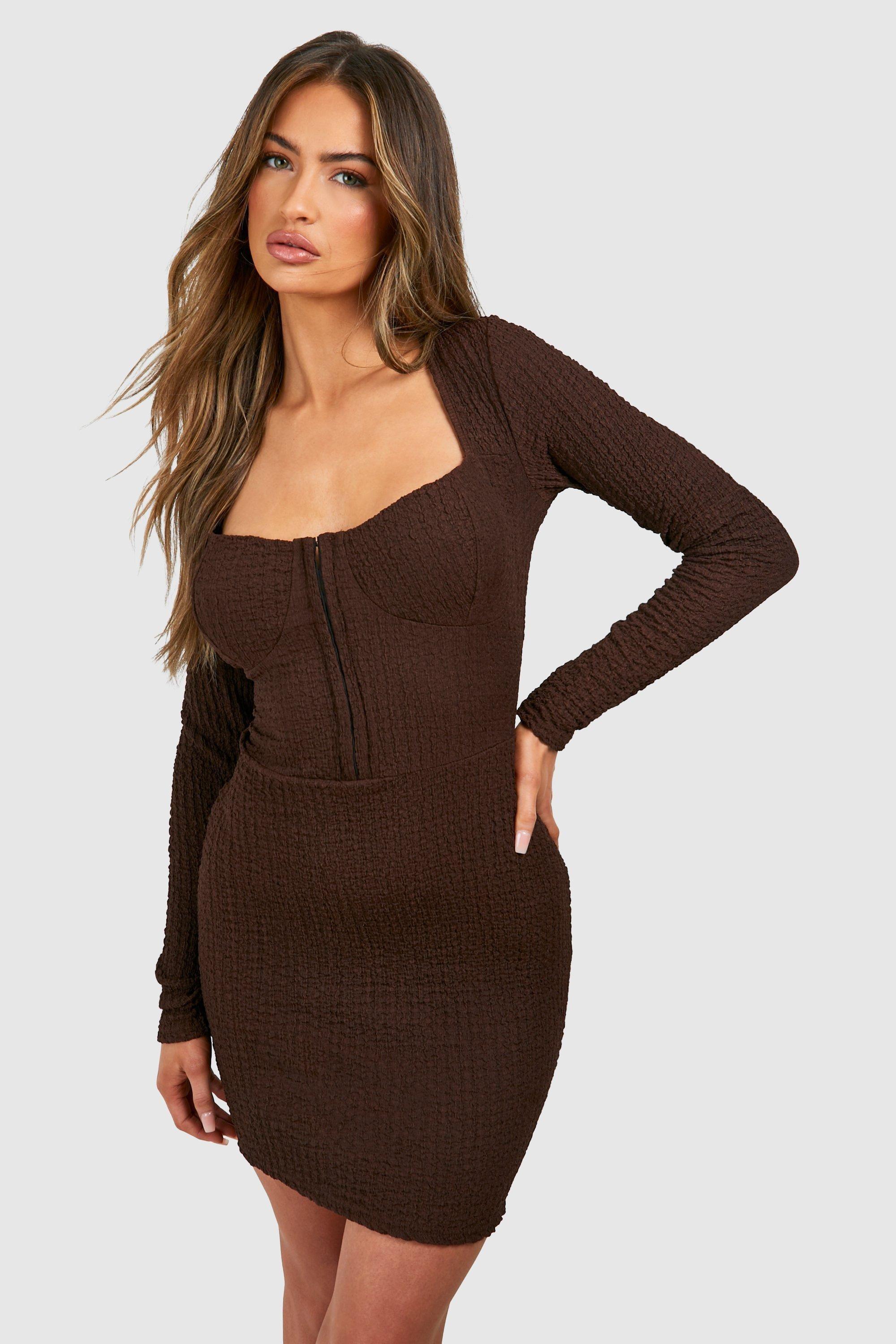 Crinkle Corset Detail Mini Dress by BOOHOO