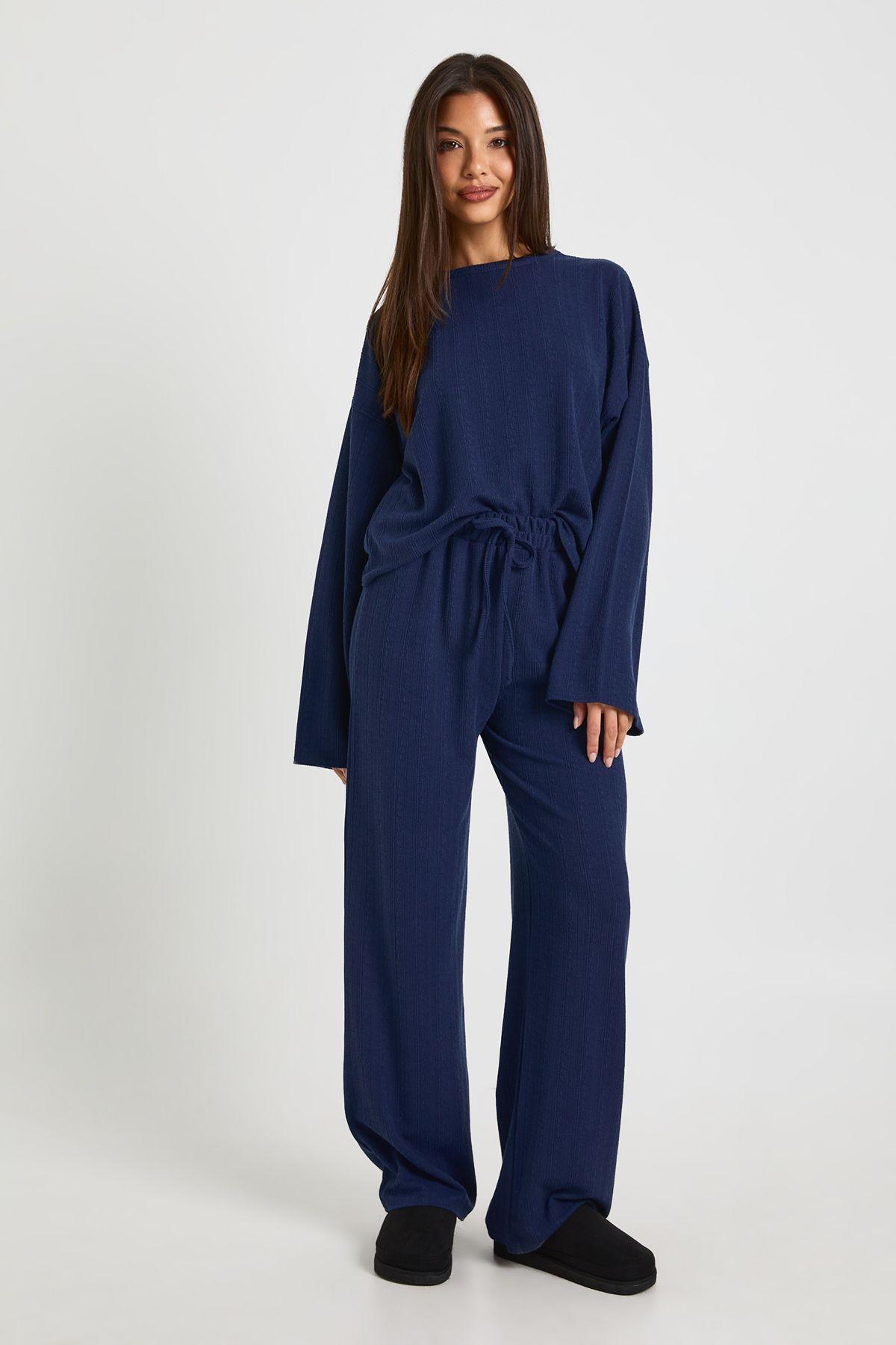 Crinkle Oversized Long Sleeve Top And Wide Leg Trouser Co-Ord Set by BOOHOO