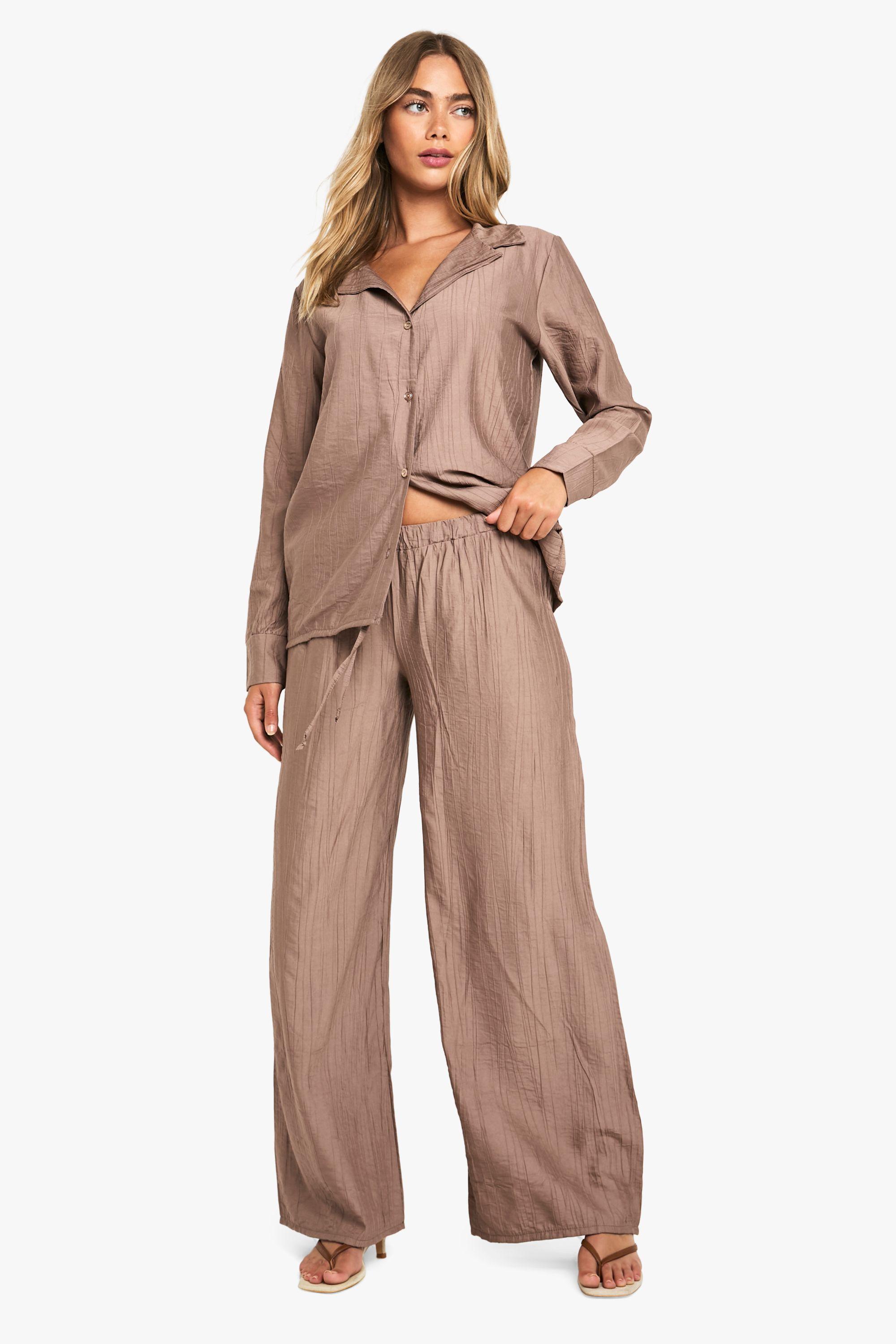 Crinkle Oversized Shirt & Trouser Co-ord by BOOHOO
