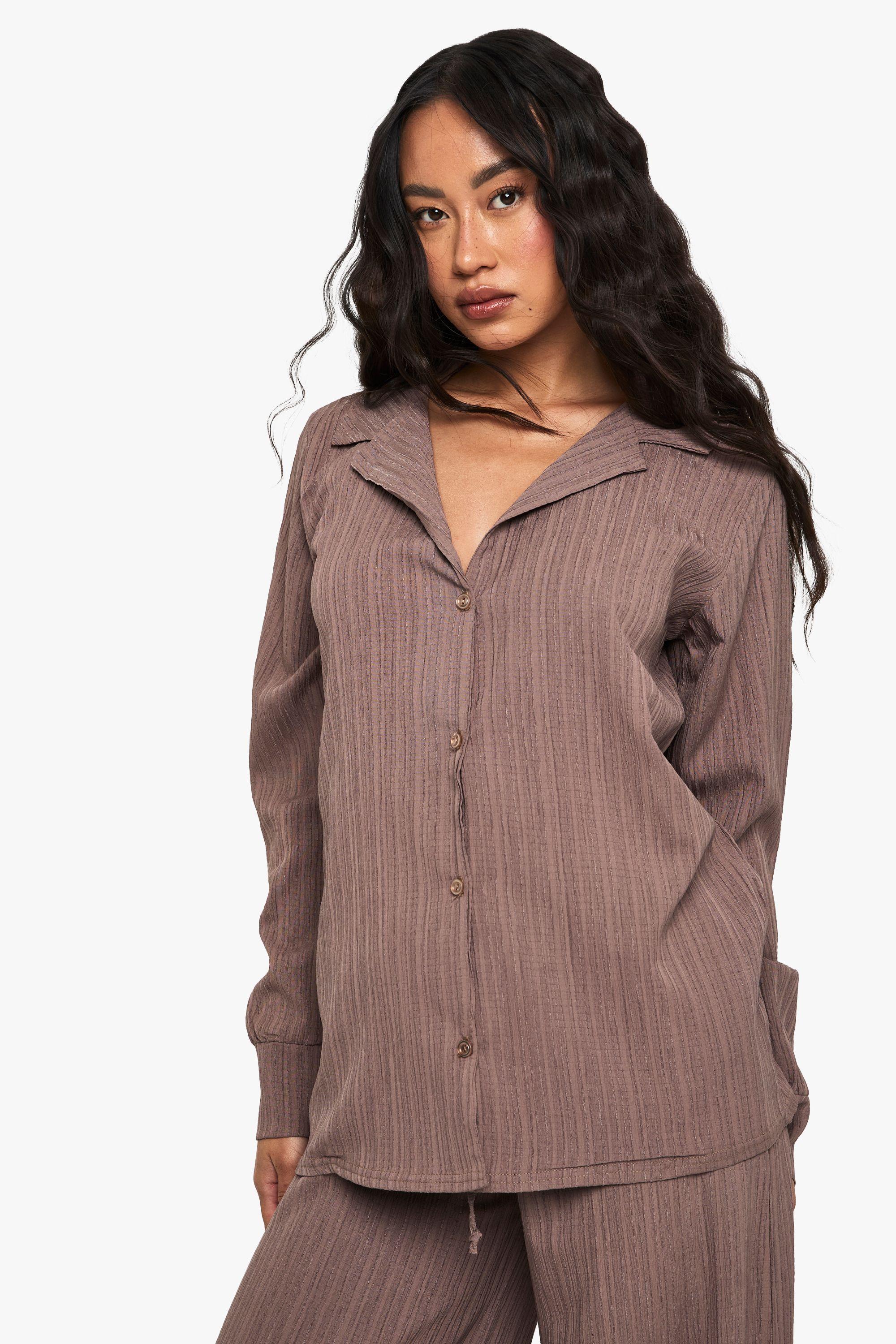 Crinkle Oversized Shirt by BOOHOO