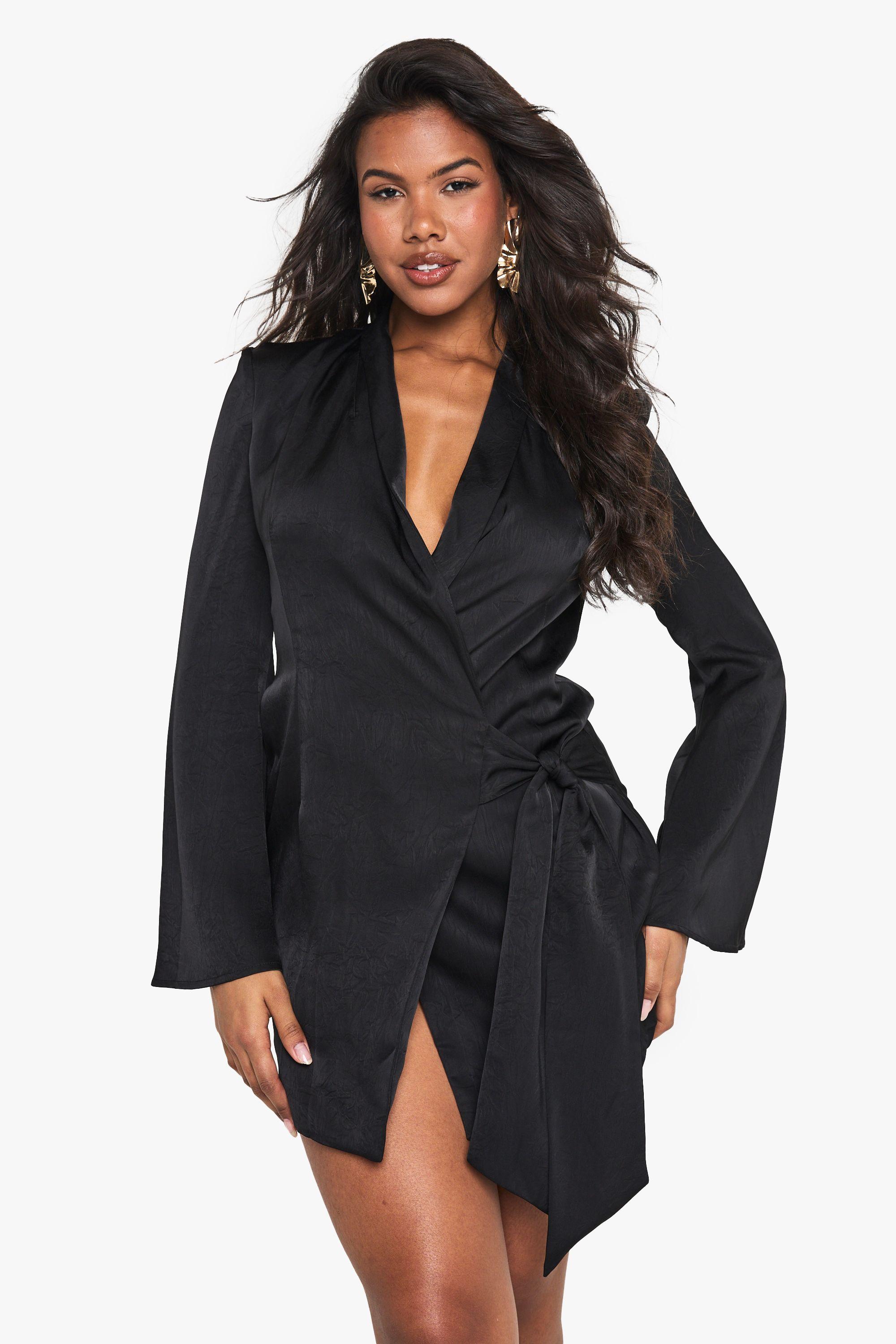 Crinkle Wrap Blazer Dress by BOOHOO