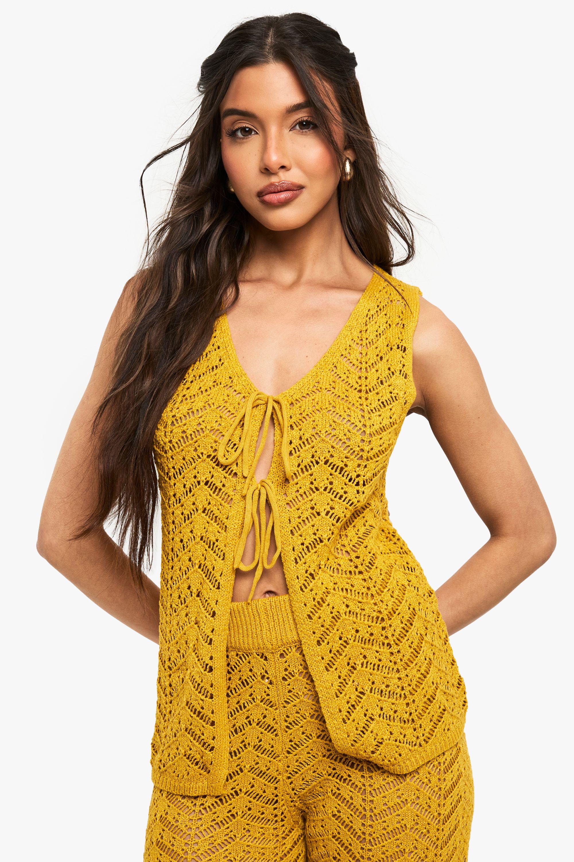 Crochet Tie Waistcoat by BOOHOO