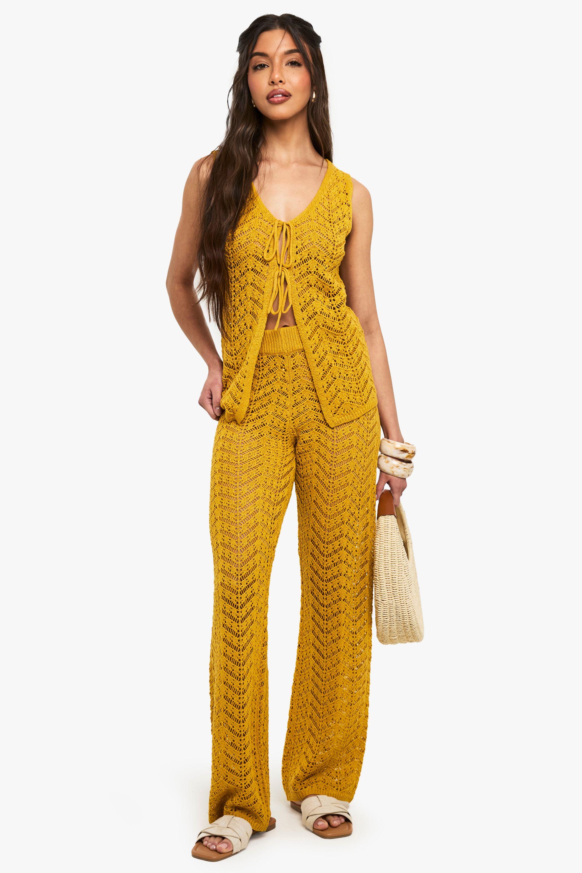 Crochet Wide Leg Trouser by BOOHOO