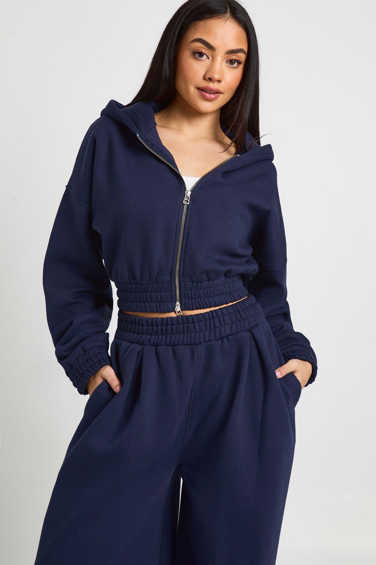 Cropped Double Zip Cinched Waist Hoodie by BOOHOO