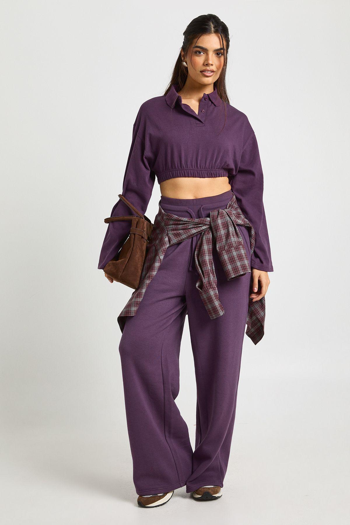 Cropped Rugby T-shirt Straight Leg Tracksuit by BOOHOO