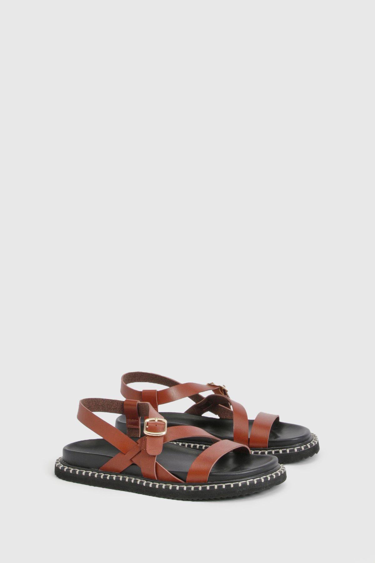 Cross Over Detail Platform Sandals by BOOHOO