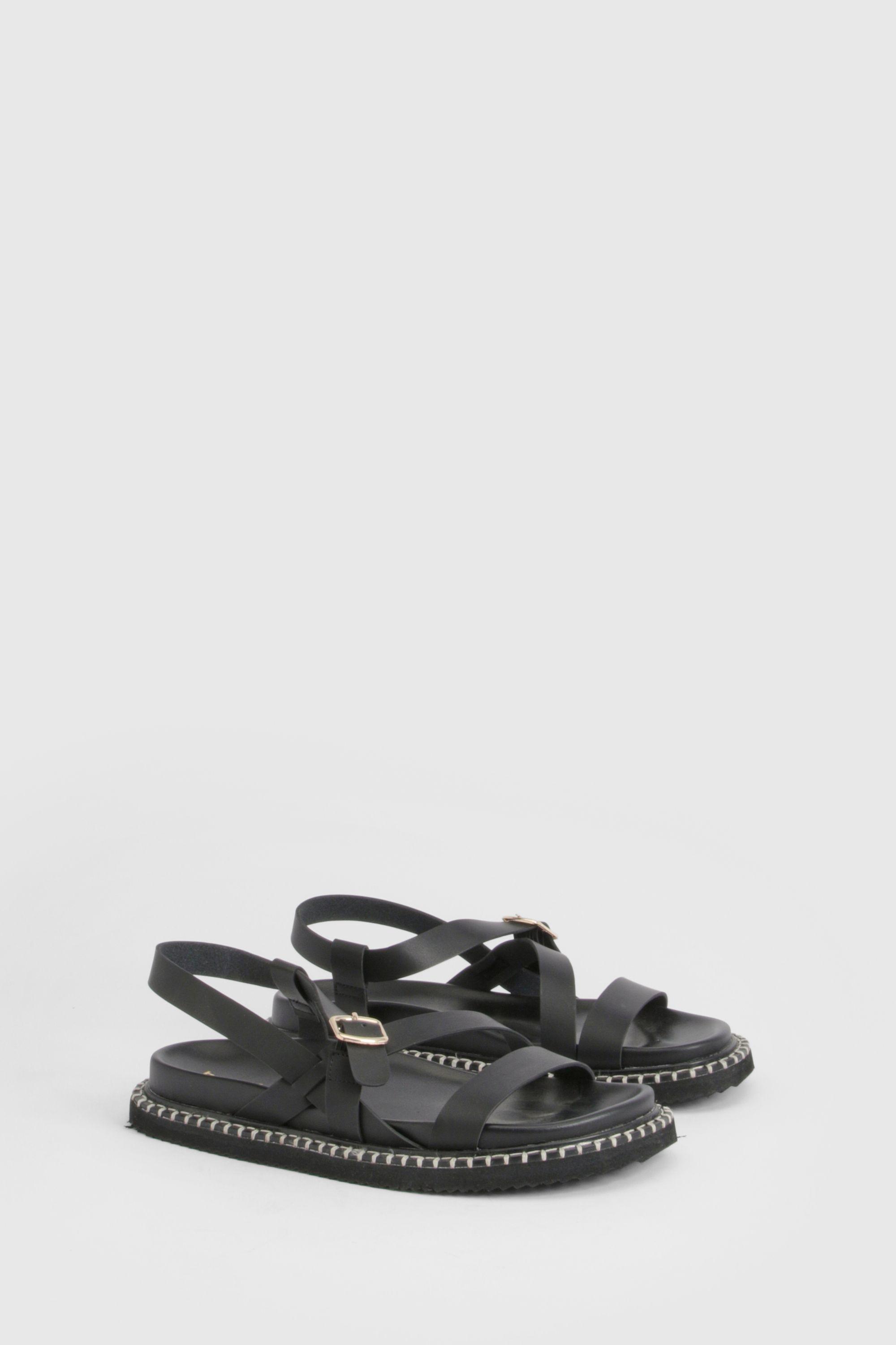 Cross Over Detail Platform Sandals by BOOHOO