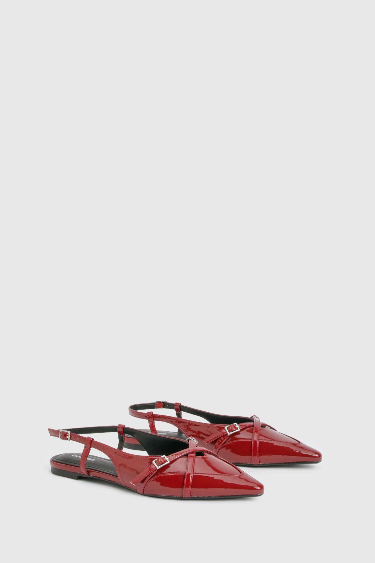 Cross Over Strap Detail Pointed Flats by BOOHOO