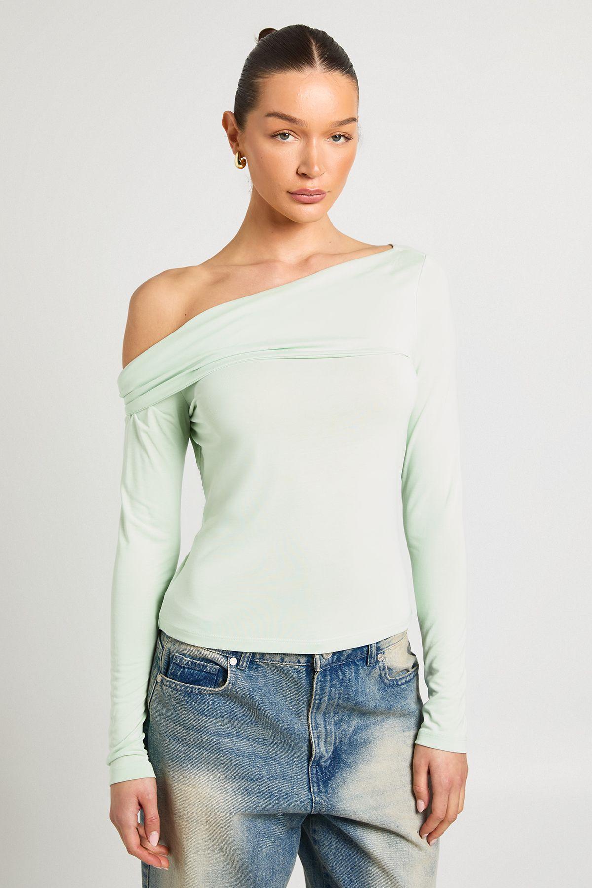 Cupro Twist Front Detail Long Sleeve Top by BOOHOO