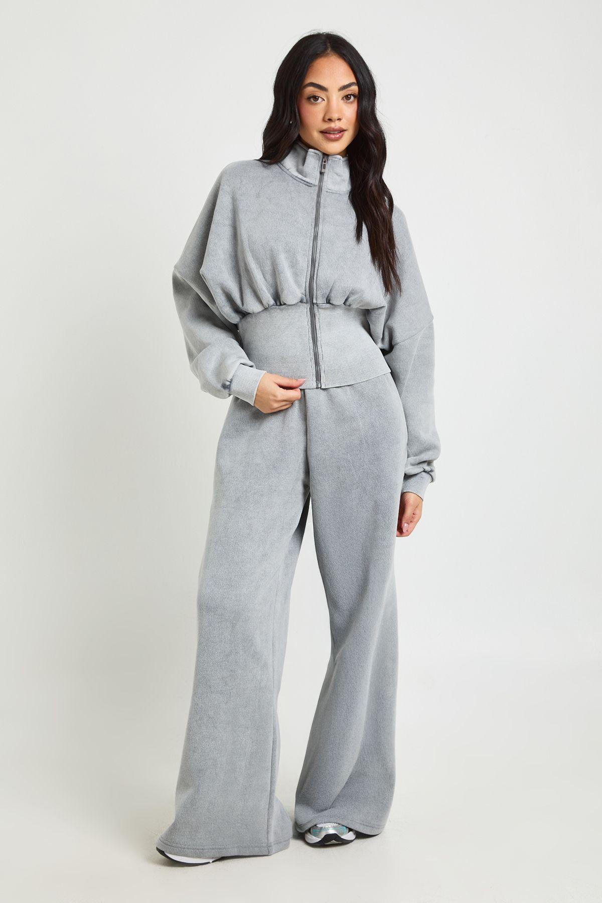 Deep Hem Funnel Neck Tracksuit by BOOHOO