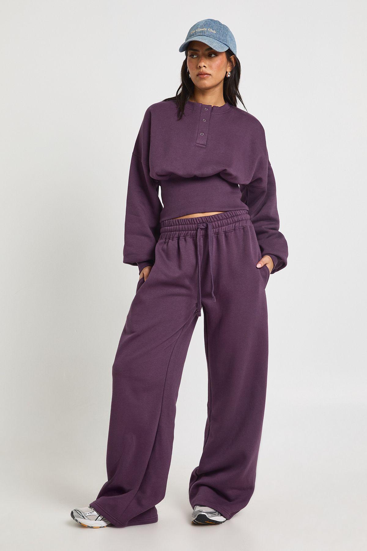 Deep Hem Henley Sweatshirt Tracksuit by BOOHOO