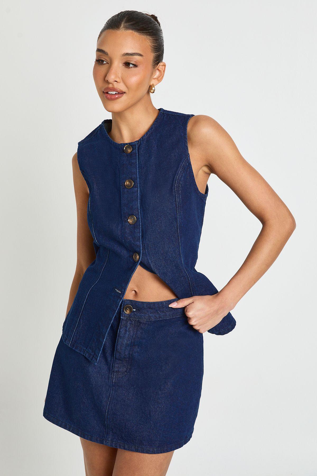 Denim Mini Skirt by BOOHOO