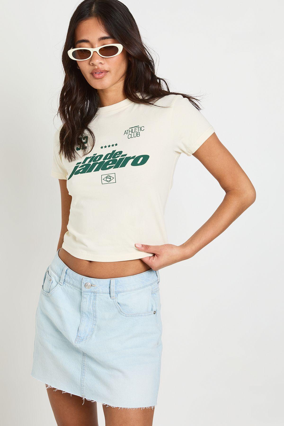Denim Mini Skirt by BOOHOO