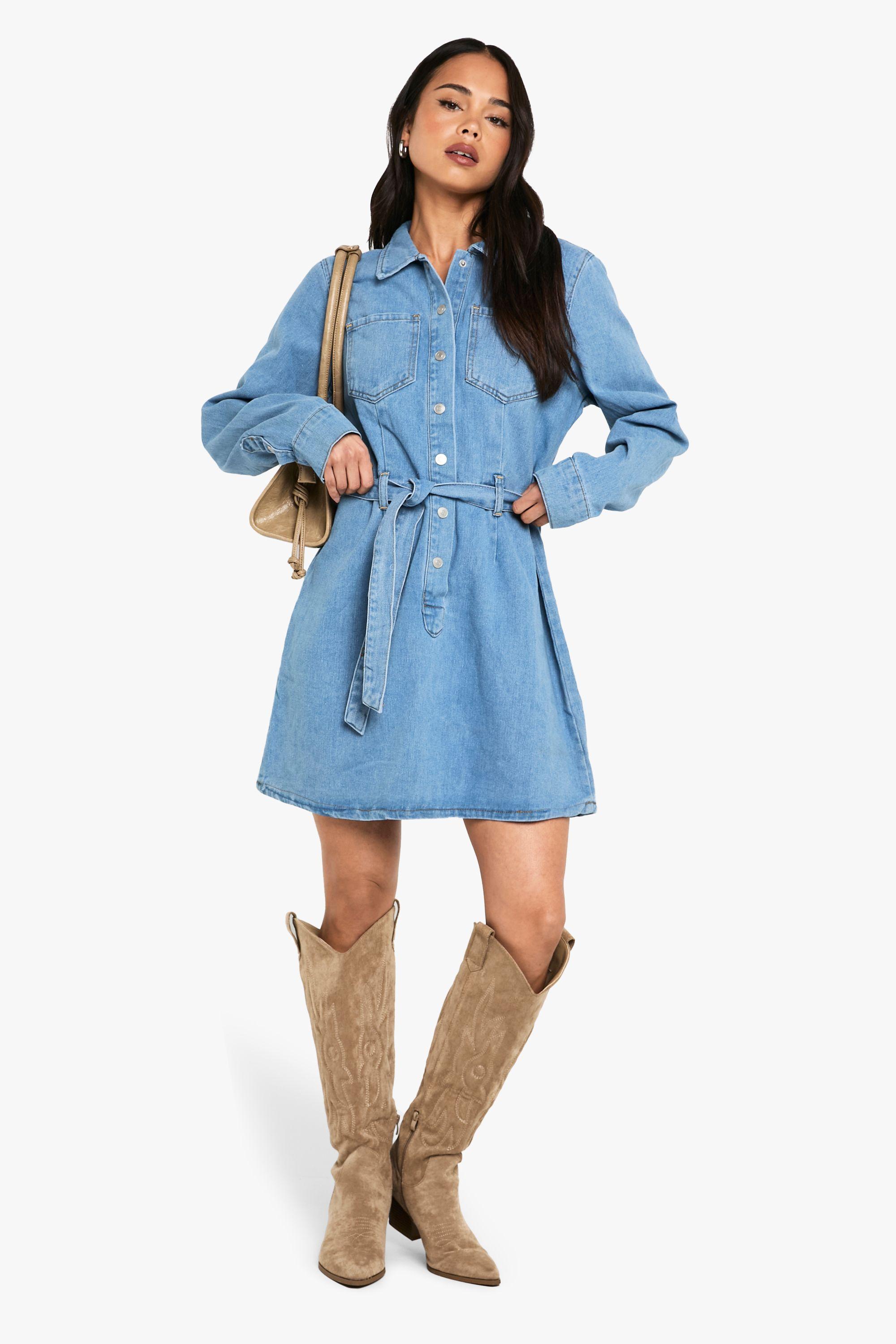 Denim Shirt Dress by BOOHOO