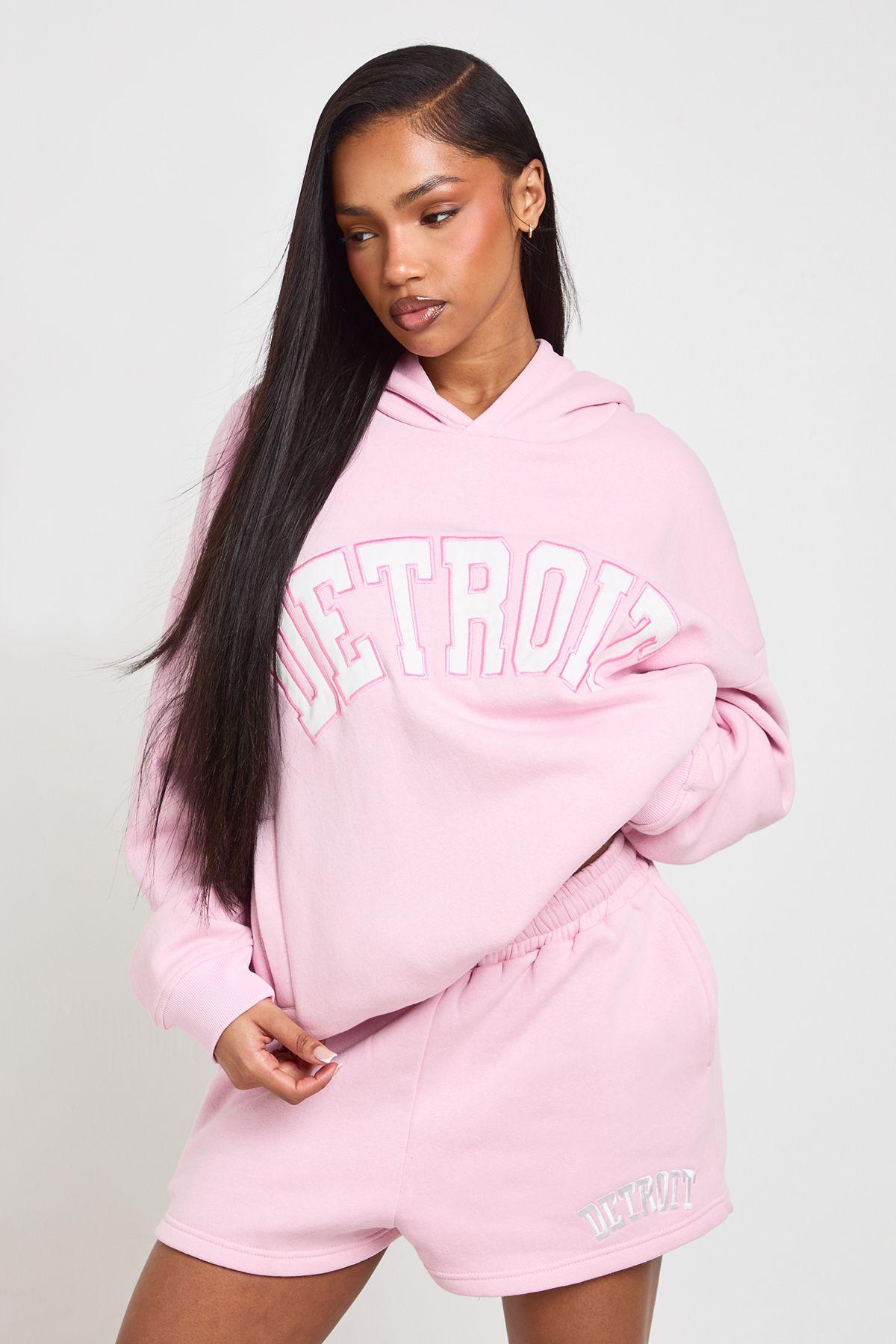 Detroit Applique Hooded Short Tracksuit by BOOHOO