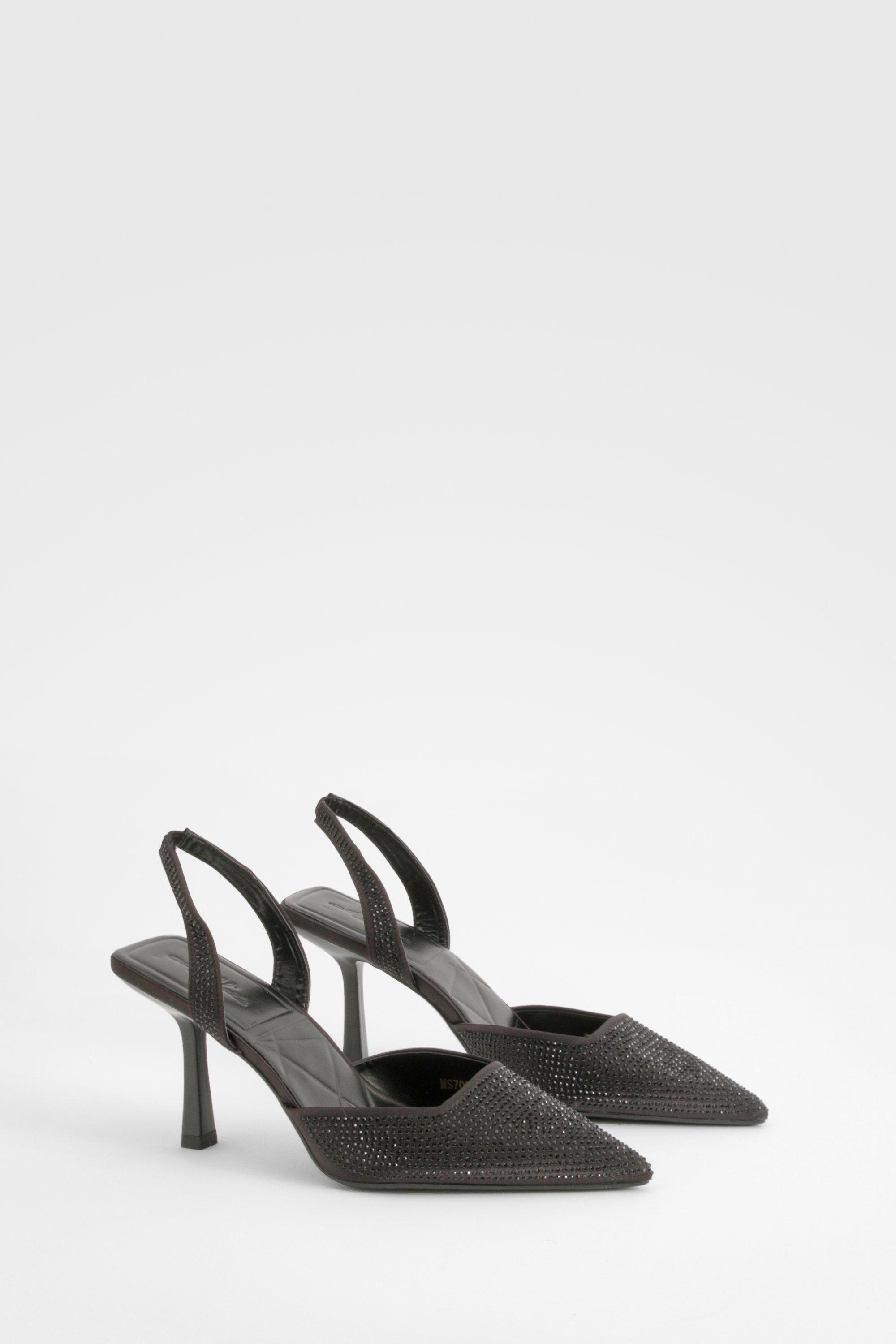 Diamante Slingback Court Heels by BOOHOO