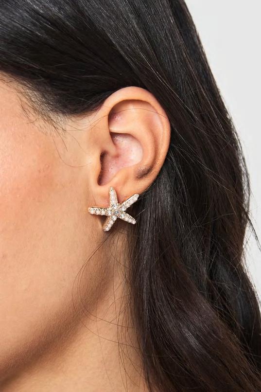 Diamante Starfish Stud Earrings by BOOHOO