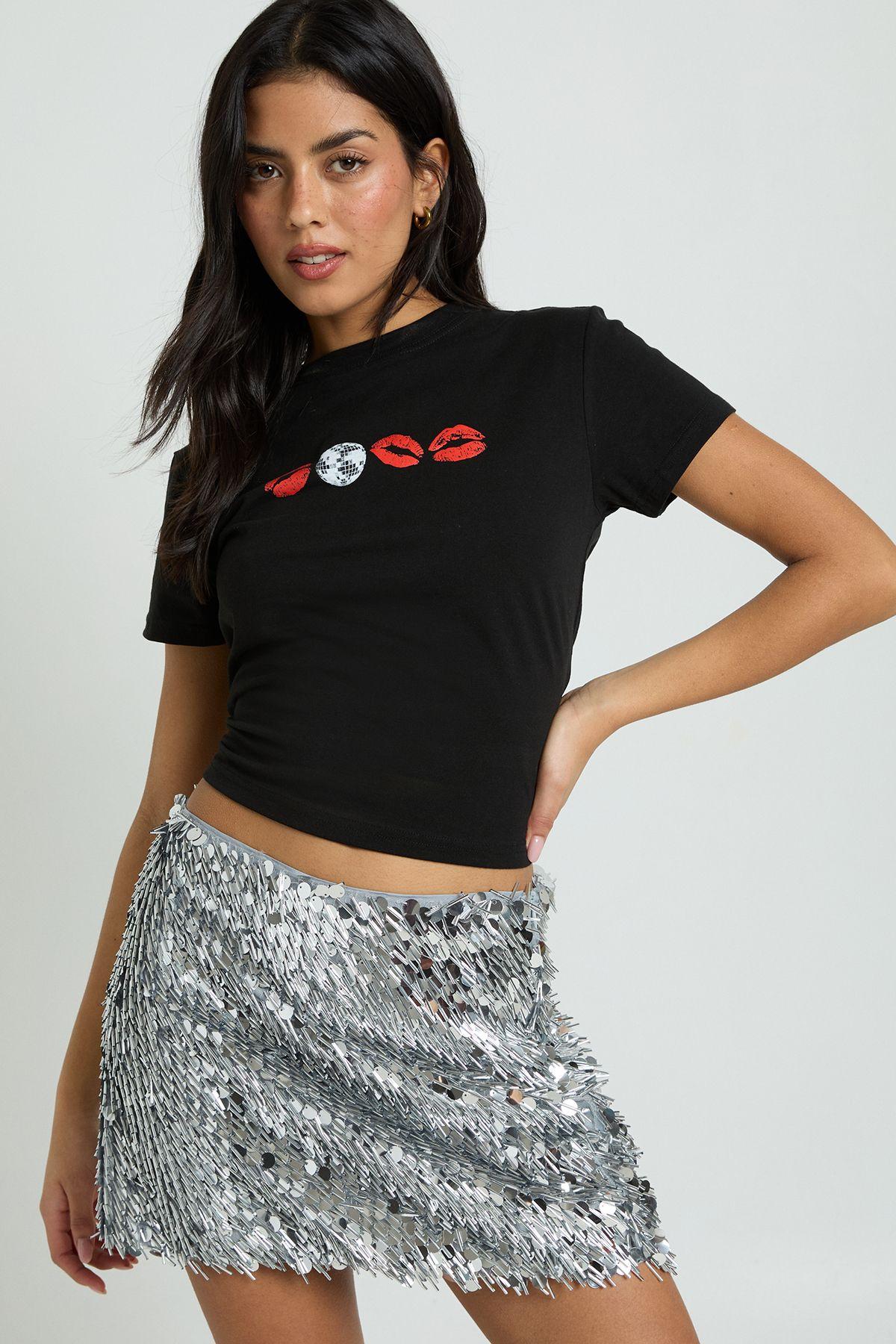 Disco Kisses Baby Tee by BOOHOO