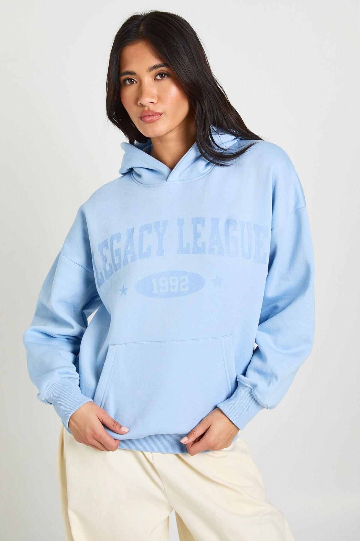 Distressed Graphic Printed Oversized Hoodie by BOOHOO