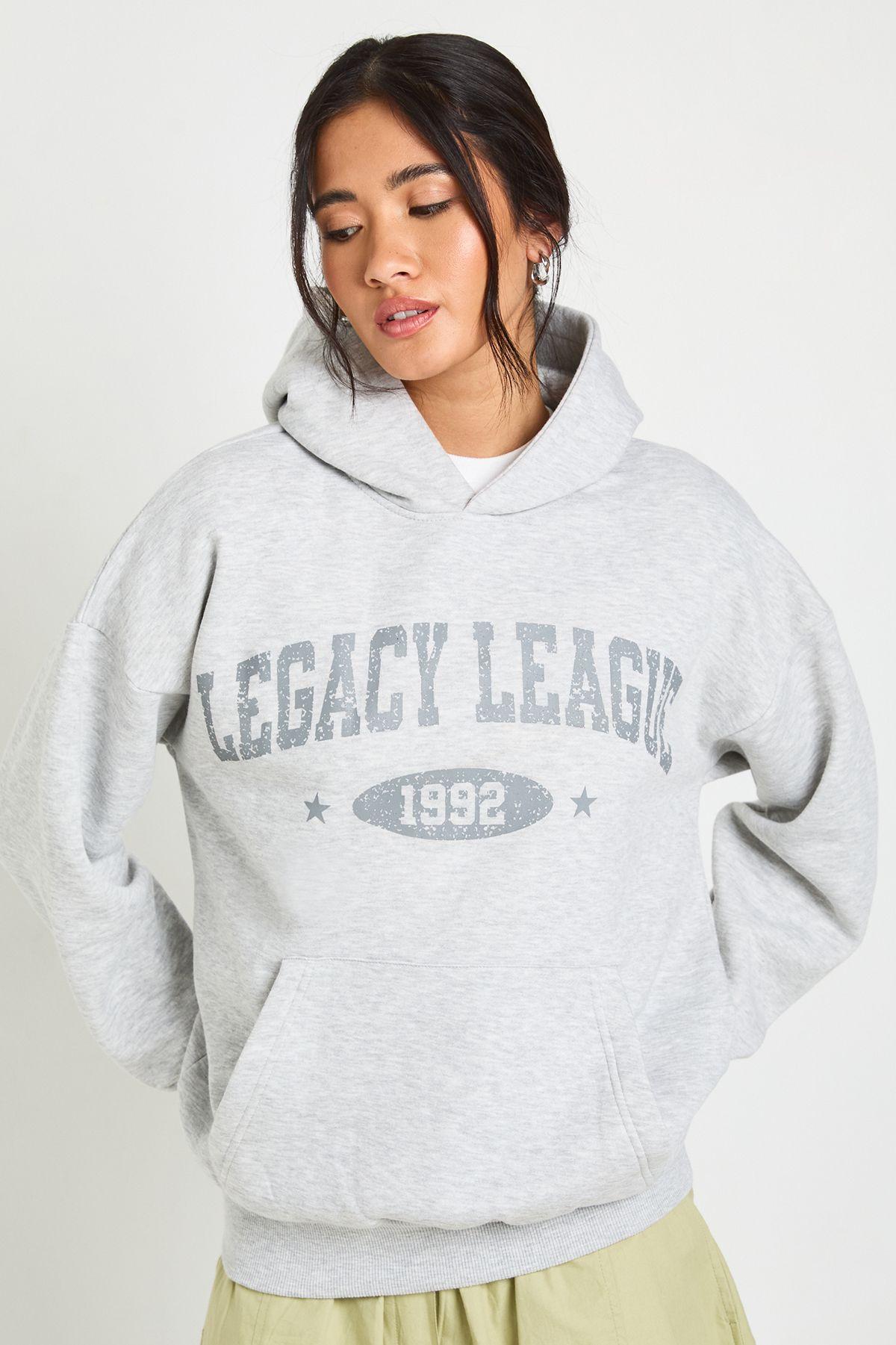 Distressed Graphic Printed Oversized Hoodie by BOOHOO