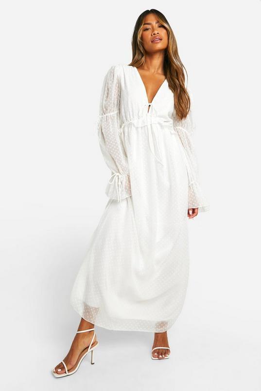 Dobby Ruffle Maxi Dress by BOOHOO
