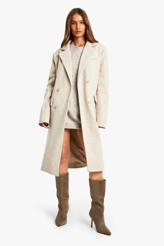 Double Breast Wool Look Coat by BOOHOO